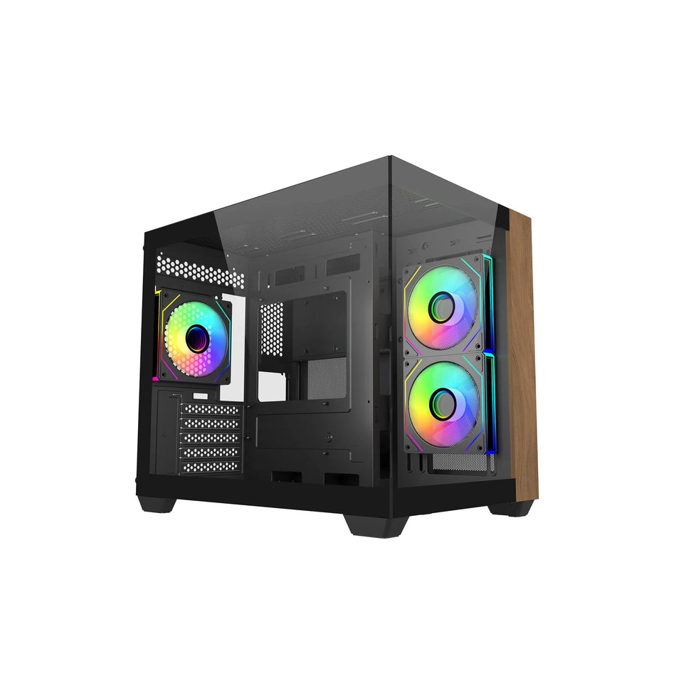 Image 2 for Cooler Master Elite 481 Wood Black mATX Tower Gaming Case