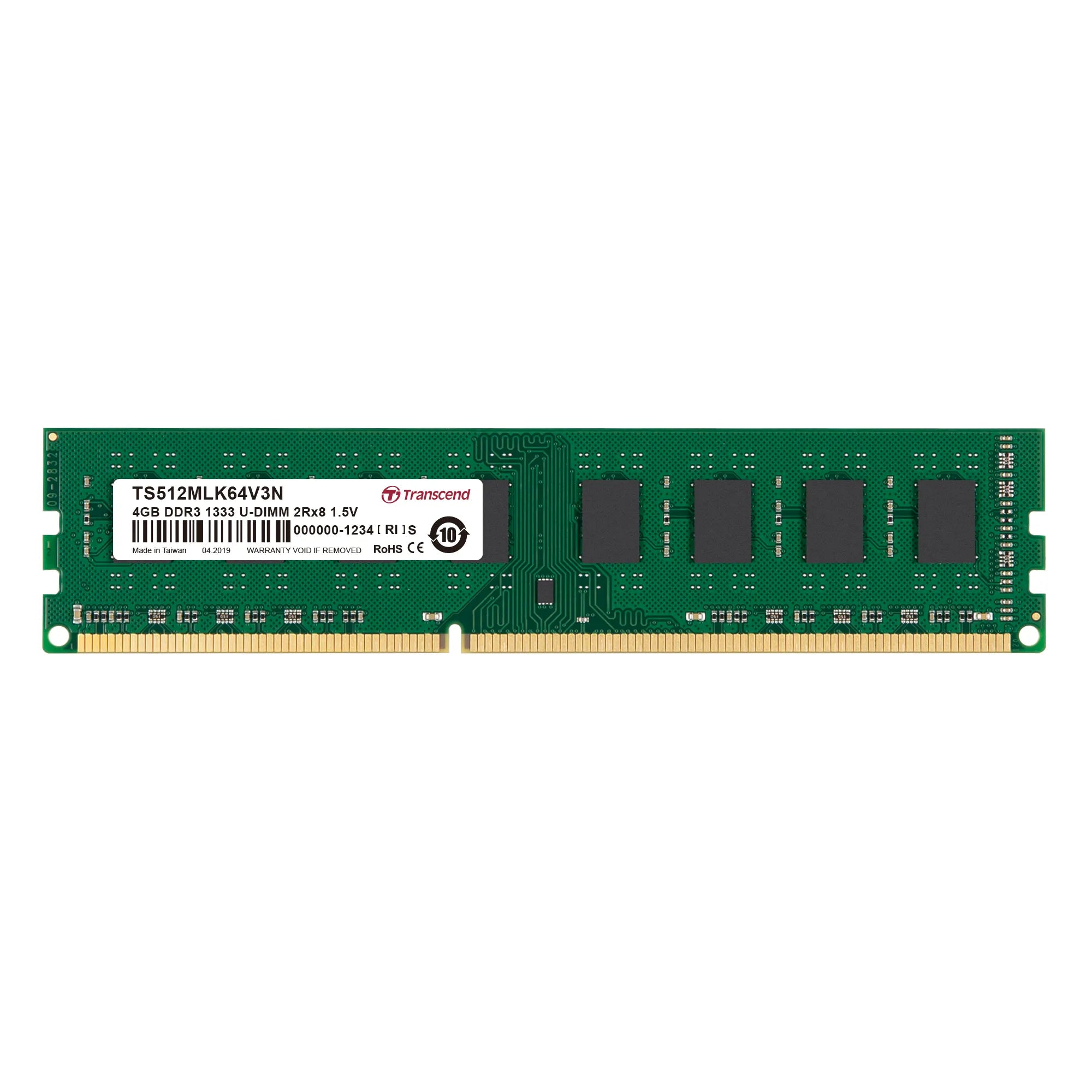 Image 1 for Transcend 4GB DDR3-1333 Desktop DIMM Memory
