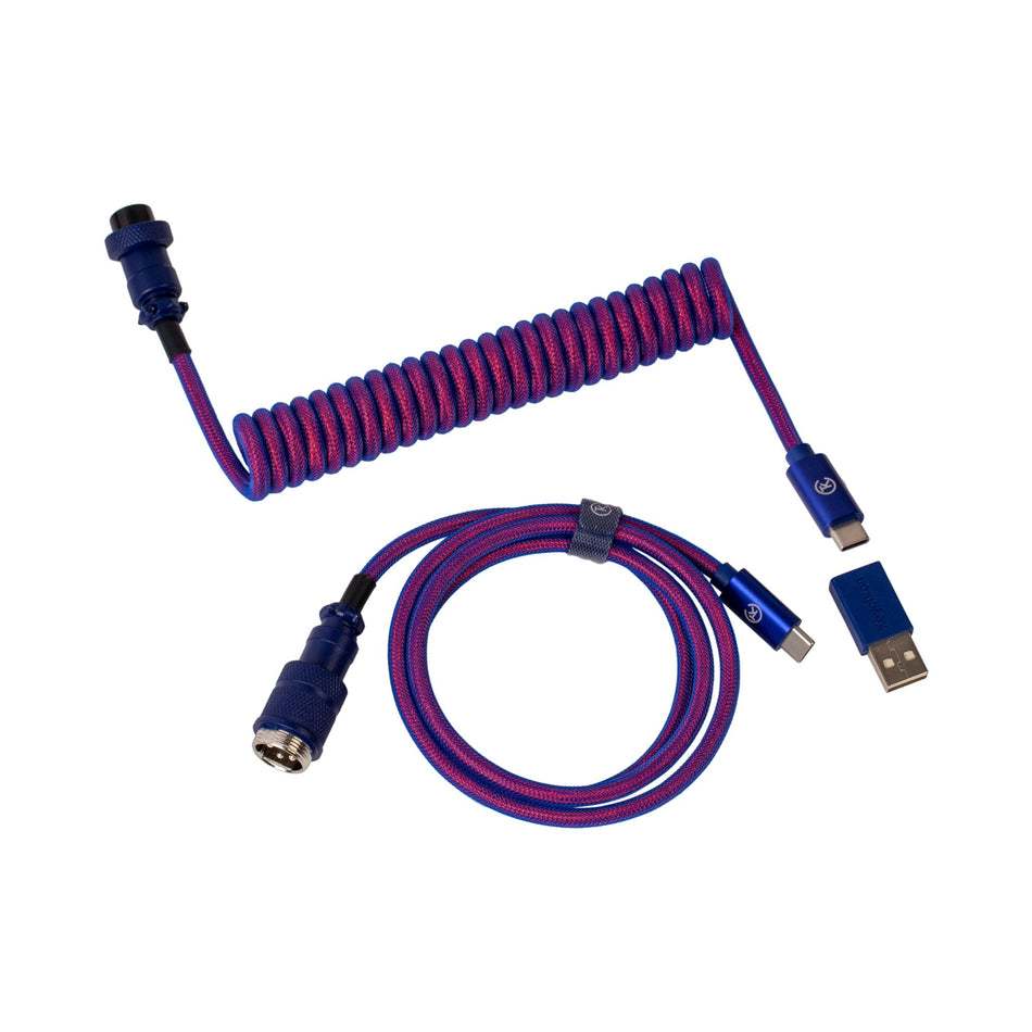 Image 1 for Keychron Premium Coiled Aviator USB Cable | Type-C + USB-A Adapter | Detachable Aviator Connector | 108 cm