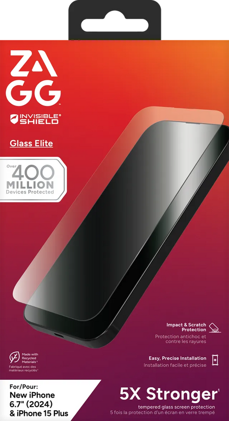 Image 1 for InvisibleShield Glass Elite Apple iP16 Plus/15 Plus Screen