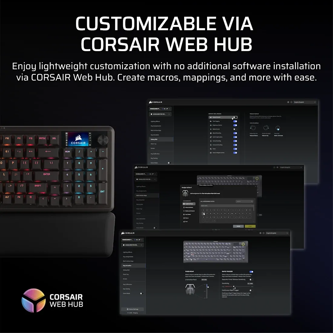 Image 5 for Corsair VANGUARD PRO 96% Hall Effect Gaming Keyboard - MGX Hyperdrive magnetic switches - Black. 