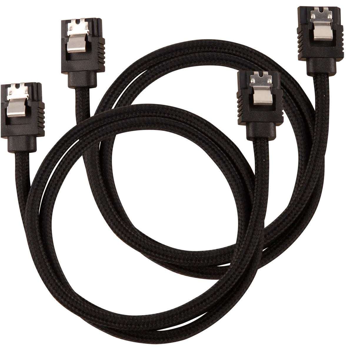 Image 1 for Corsair Premium Sleeved SATA Data Cable Set with Straight Connectors - Black, 60cm