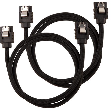 Image 1 for Corsair Premium Sleeved SATA Data Cable Set with Straight Connectors - Black, 60cm