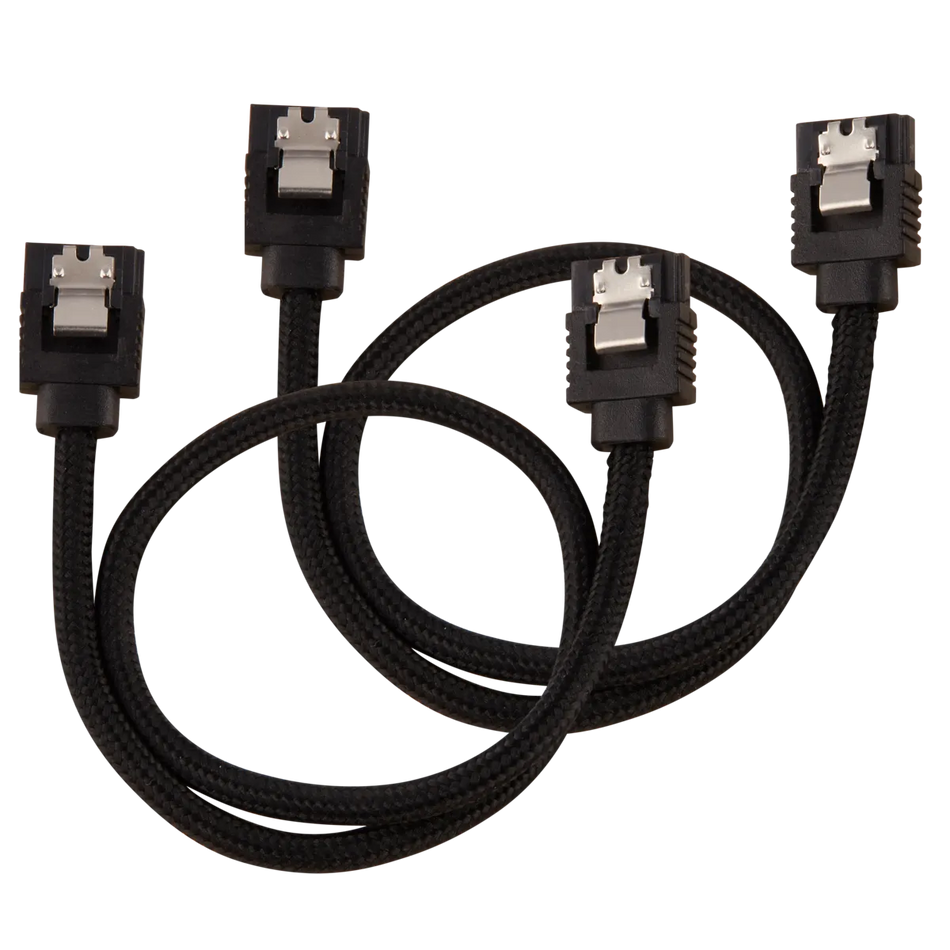 Image 2 for Corsair Premium Sleeved SATA Data Cable Set - Black, 30cm