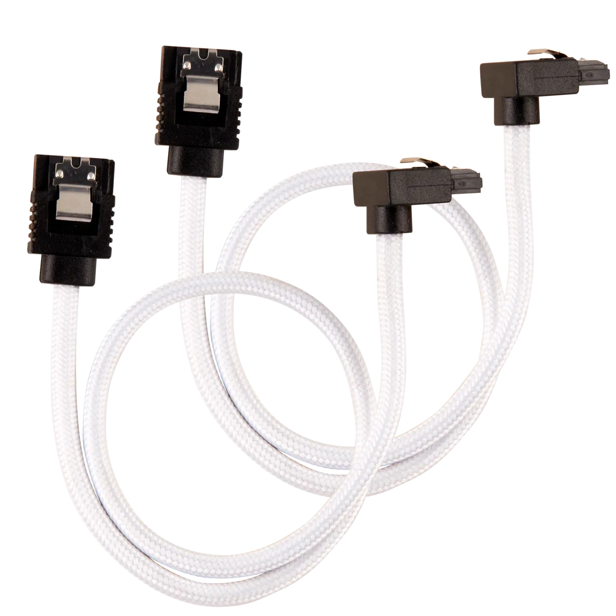 Image 2 for Corsair Premium Sleeved SATA Data Cable Set with 90° Connectors - White, 30cm