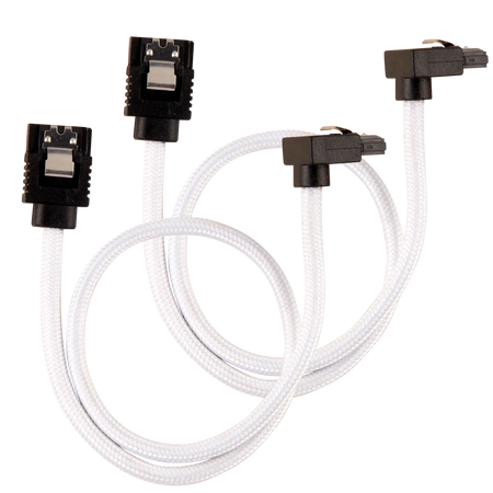 Image 2 for Corsair Premium Sleeved SATA Data Cable Set with 90° Connectors - White, 30cm