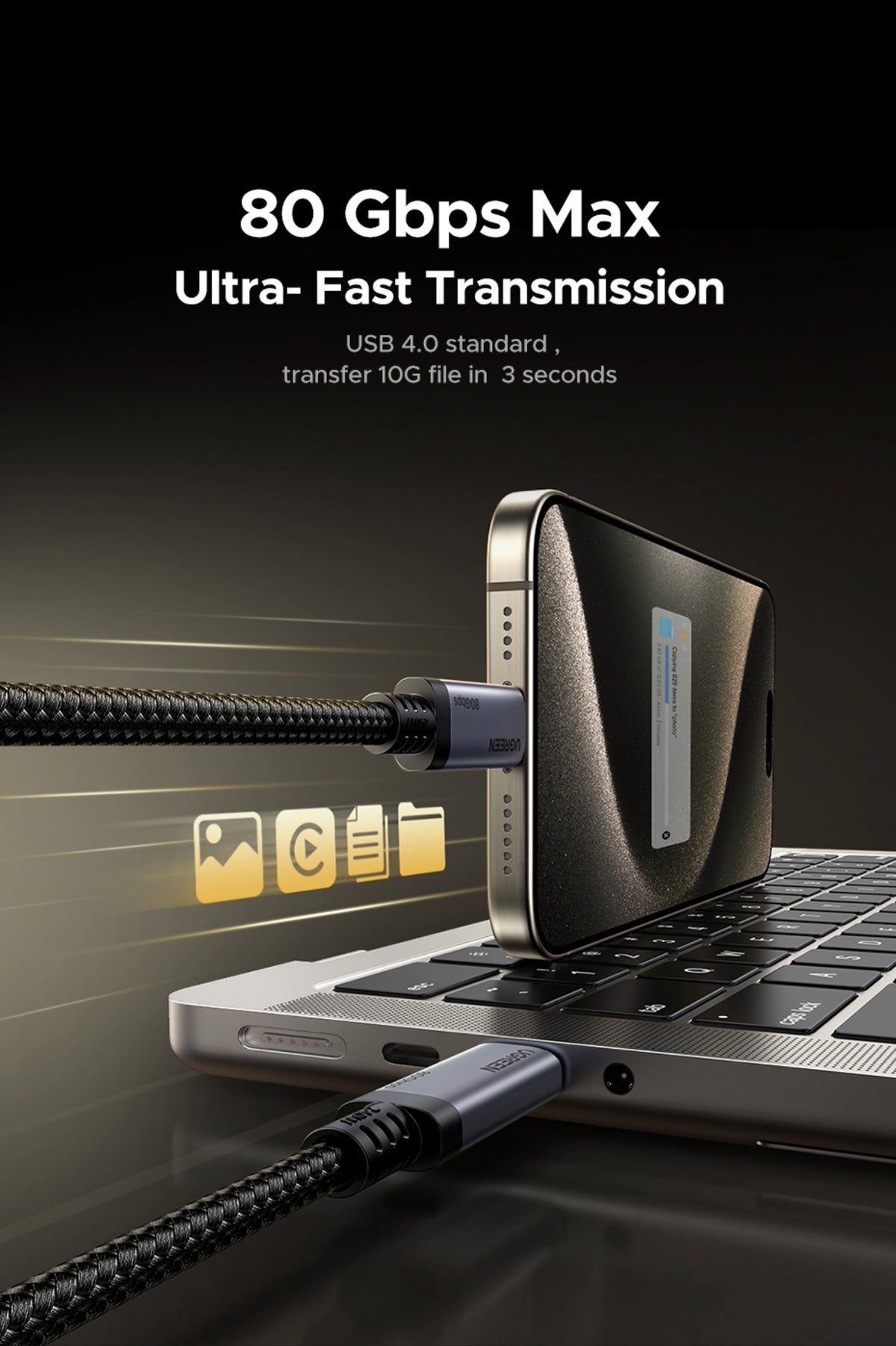 Image 6 for UGREEN USB4 Gen4 240W USB-C to USB-C Cable (Black)