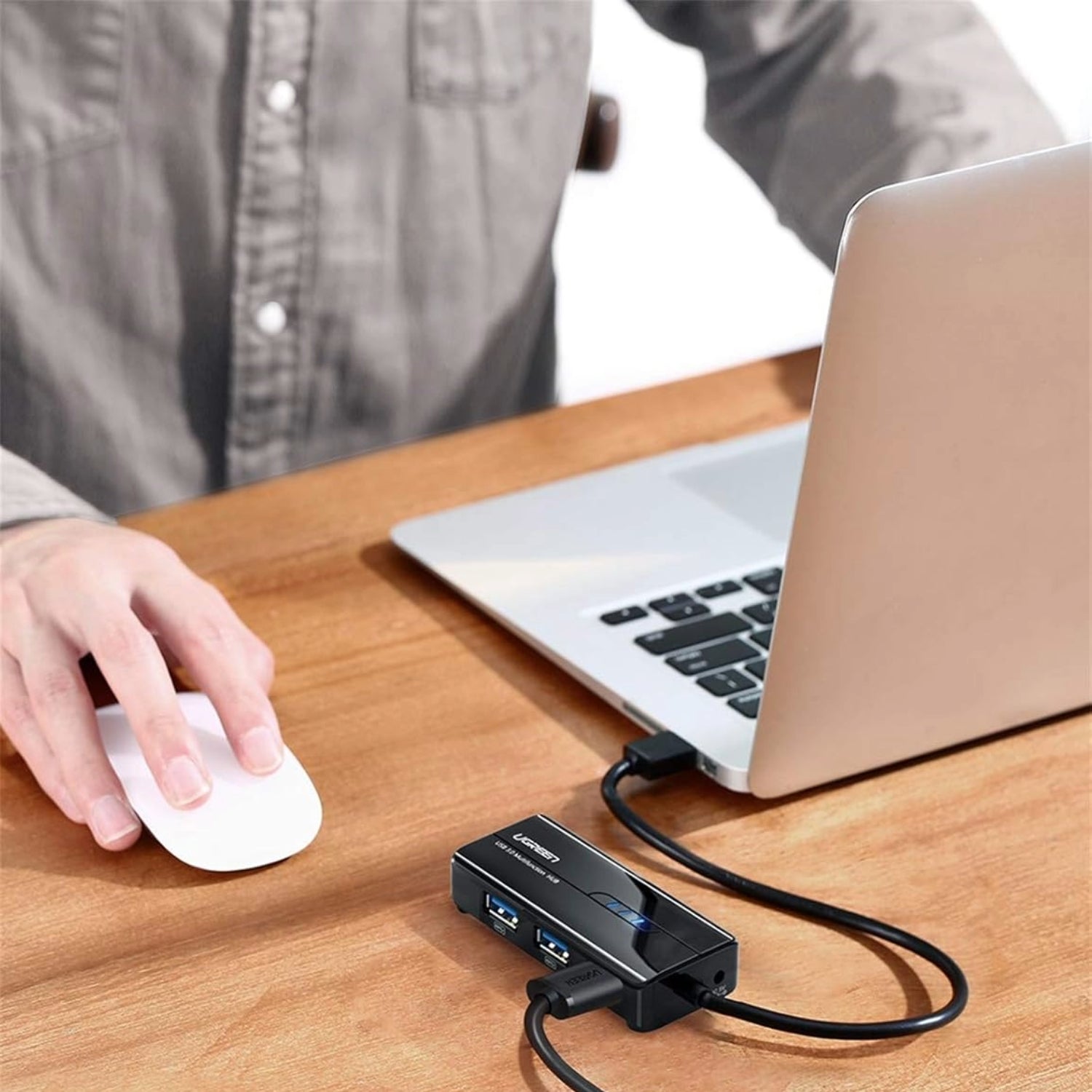 Image 2 for UGREEN USB Type-A Male to Ethernet Adapter with 3-Port USB Hub – Black