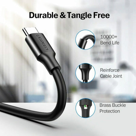 Image 3 for UGREEN Type-C to USB 3.0 Cable 2m – Fast Charging 3A, 5Gbps Sync – Black