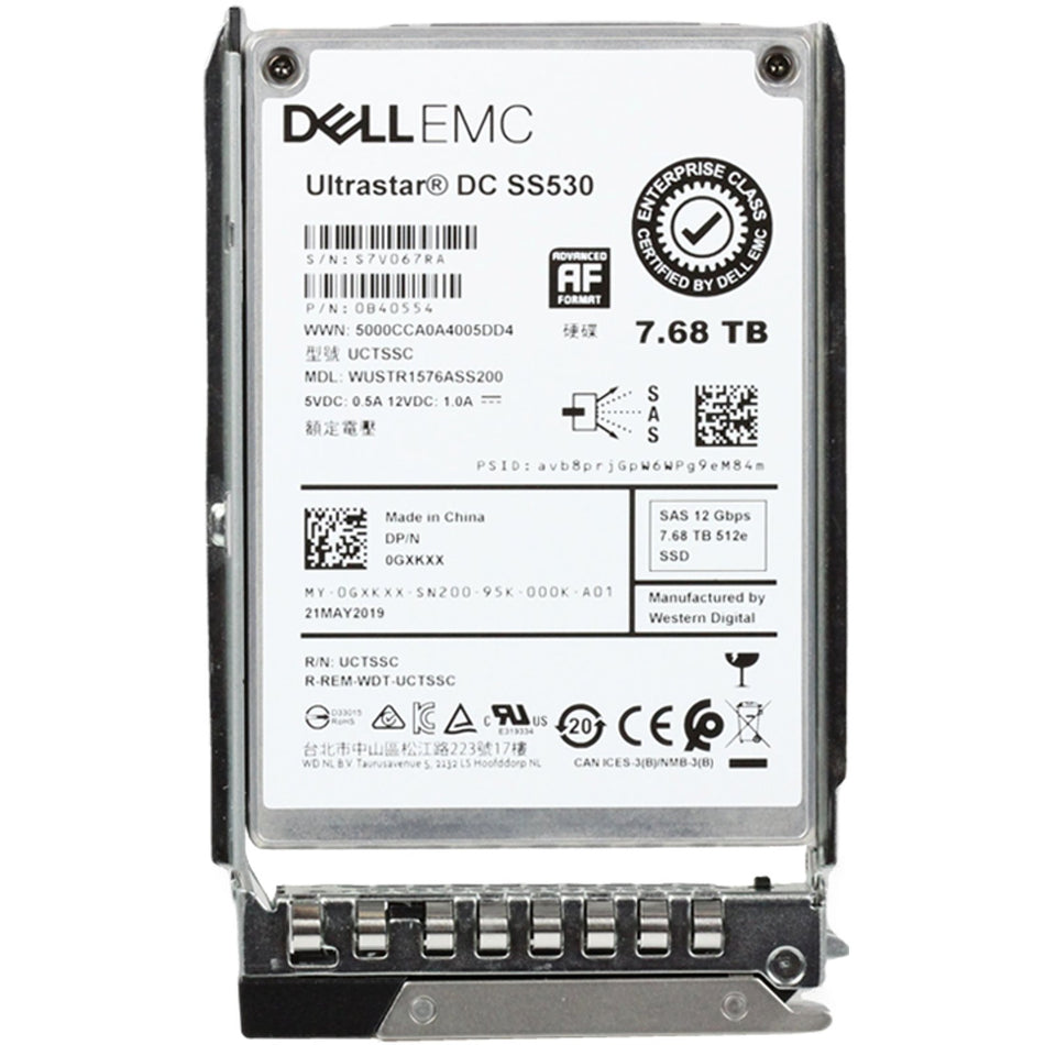 7.68TB Dell EMC Ultrastar DC SS530 SAS 12Gbps 512e 2.5-inch Enterprise SSD