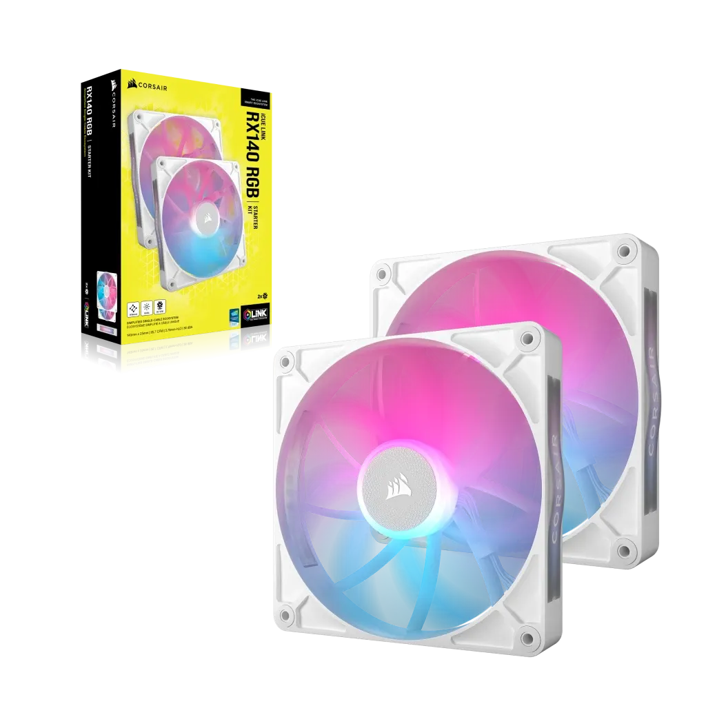 Image 7 for Corsair iCUE LINK RX140 140mm RGB Fan Dual Pack - White