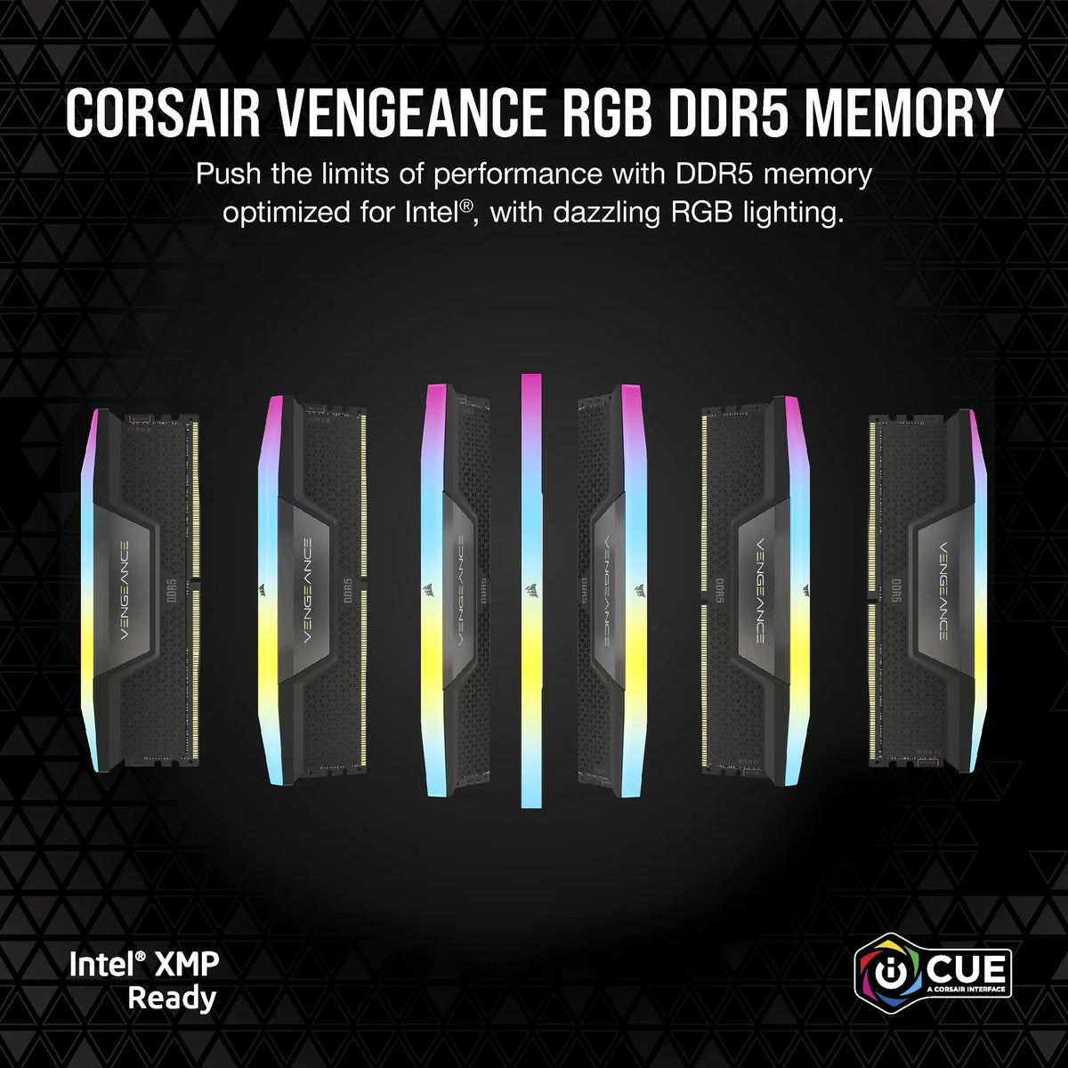Image 3 for CORSAIR VENGEANCE RGB DDR5 16GB (2 x 8GB) DDR5 5200 CL40-40-40-77 1.25V Intel XMP - BLACK