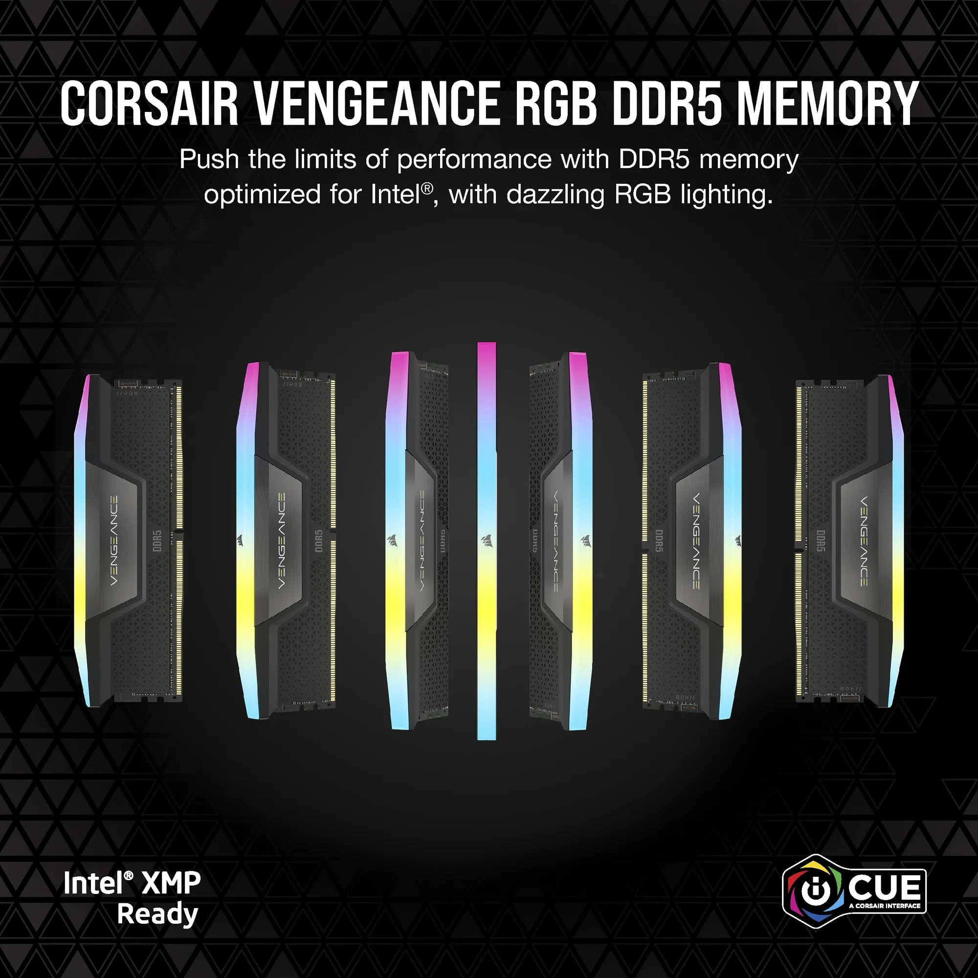 Image 3 for CORSAIR VENGEANCE RGB DDR5 16GB (2 x 8GB) DDR5 5200 CL40-40-40-77 1.25V Intel XMP - BLACK