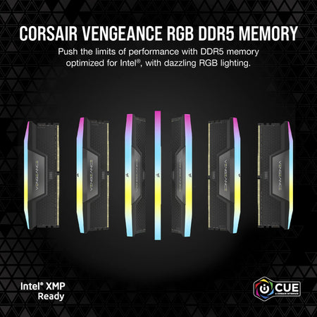 Image 3 for CORSAIR VENGEANCE RGB DDR5 16GB (2 x 8GB) DDR5 5200 CL40-40-40-77 1.25V Intel XMP - BLACK