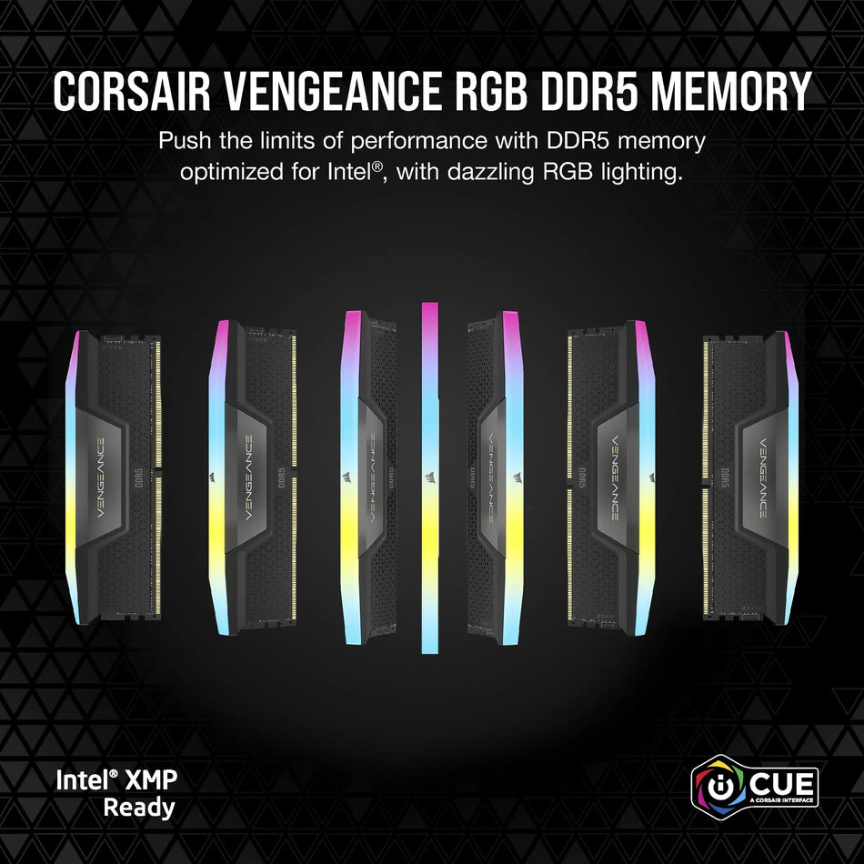 Image 3 for CORSAIR VENGEANCE RGB DDR5 16GB (2 x 8GB) DDR5 5200 CL40-40-40-77 1.25V Intel XMP - BLACK