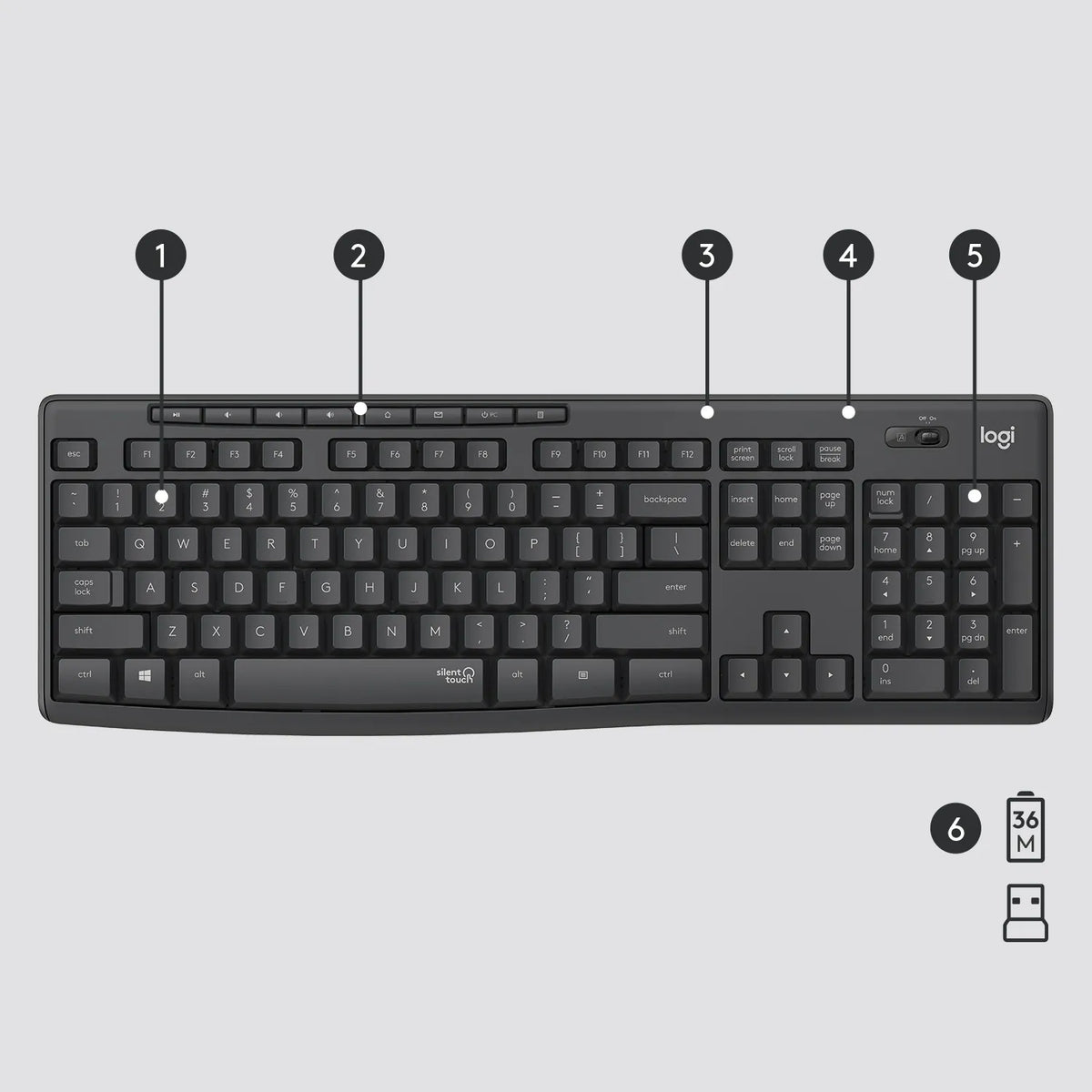 Image 14 for Logitech MK295 Wireless Keyboard and Mouse Combo - Graphite