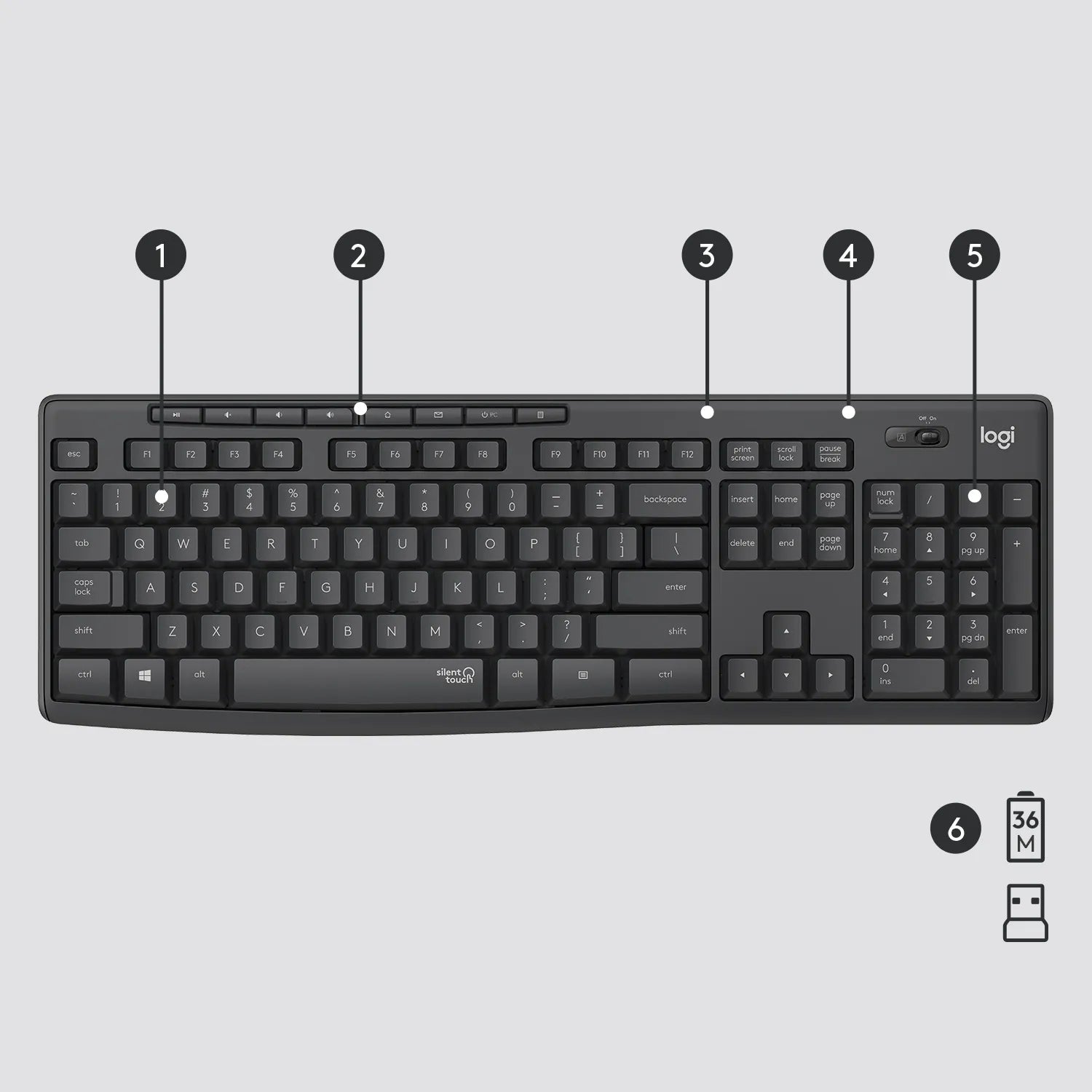 Image 14 for Logitech MK295 Wireless Keyboard and Mouse Combo - Graphite