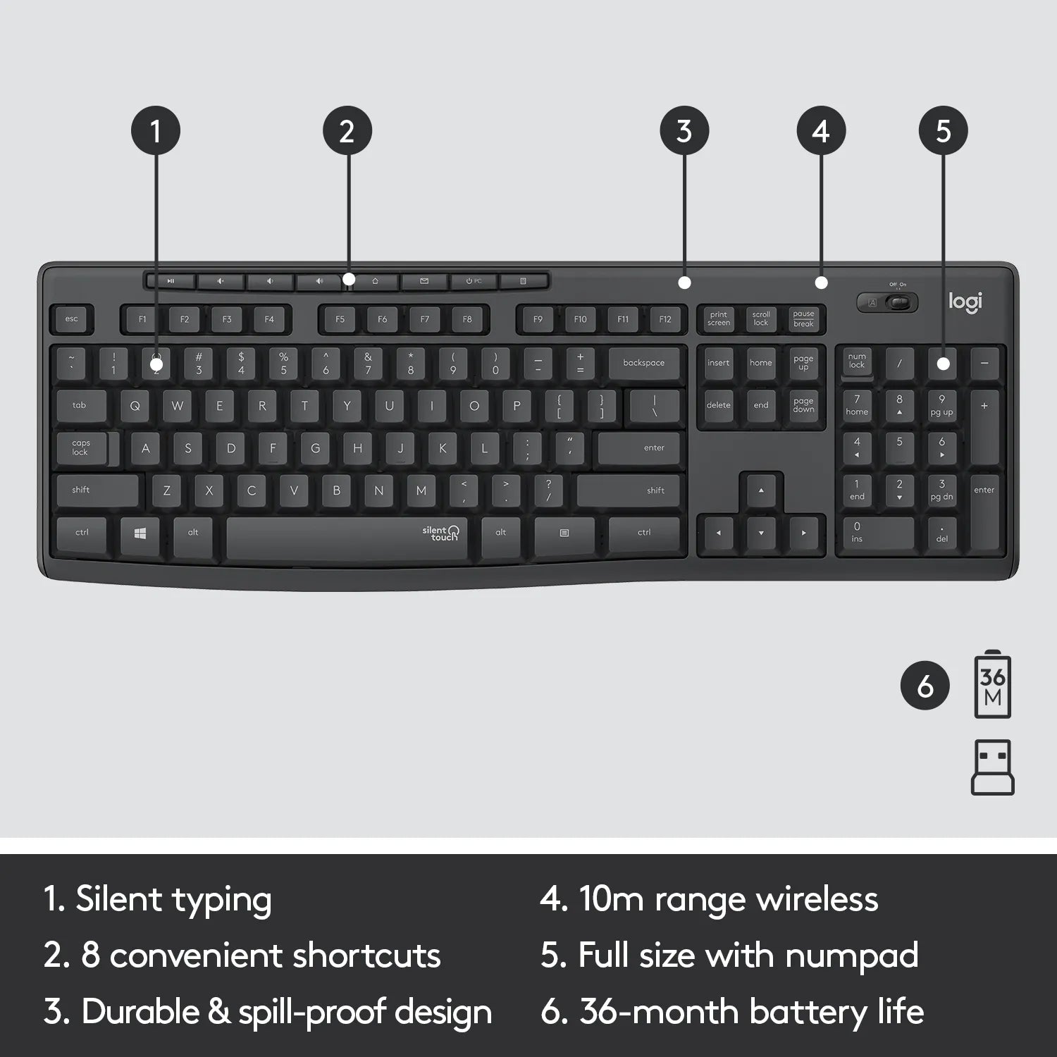 Image 15 for Logitech MK295 Wireless Keyboard and Mouse Combo - Graphite