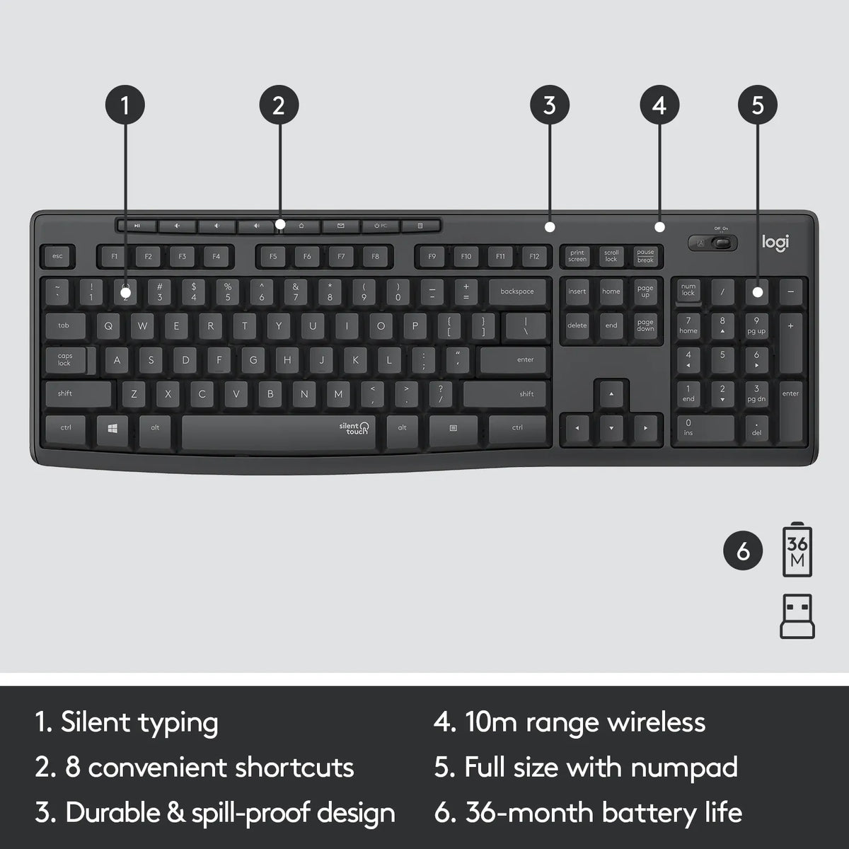 Image 16 for Logitech MK295 Wireless Keyboard and Mouse Combo - Graphite