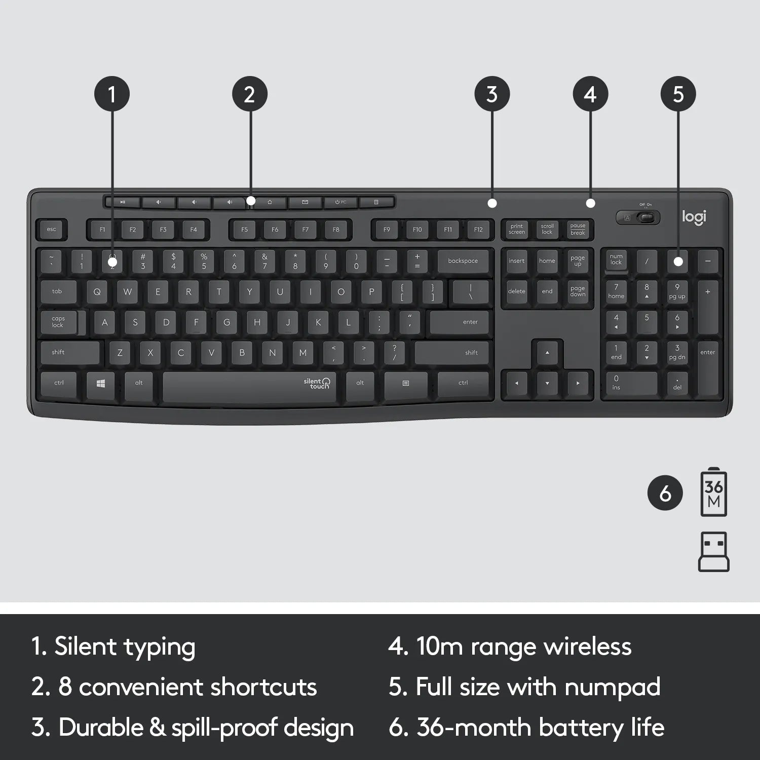 Image 16 for Logitech MK295 Wireless Keyboard and Mouse Combo - Graphite