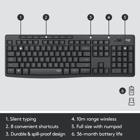 Image 16 for Logitech MK295 Wireless Keyboard and Mouse Combo - Graphite