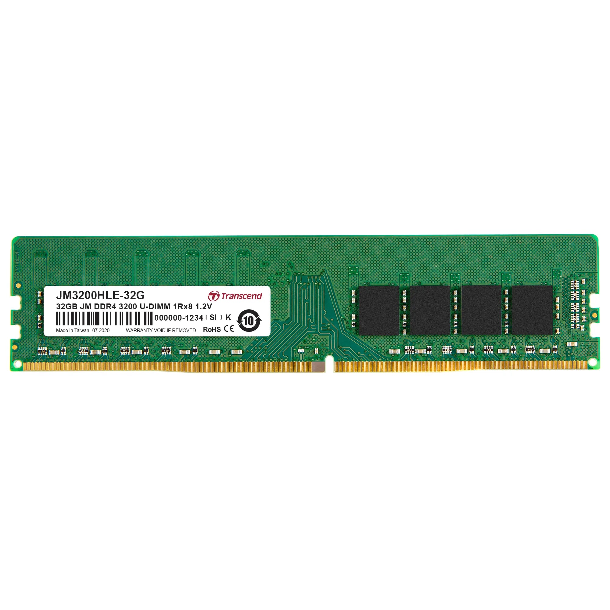 Image 1 for Transcend 32GB DDR4 3200MHz Desktop U-DIMM Memory