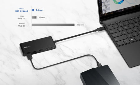 Image 3 for ASUS DockDC201DUAL 4KUSB-C DockUp to 100w Power deliveryRJ45Dual 4K 60 Hz (HDMI 2.1 + USB-C with DP 1.4)Single display: 4