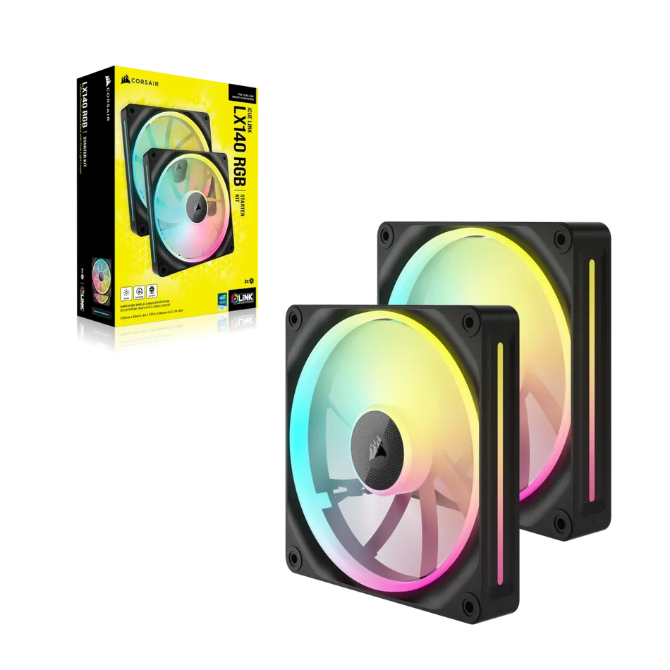Image 2 for Corsair iCUE LINK LX140 RGB 140mm PWM Fan Dual Pack with System Hub