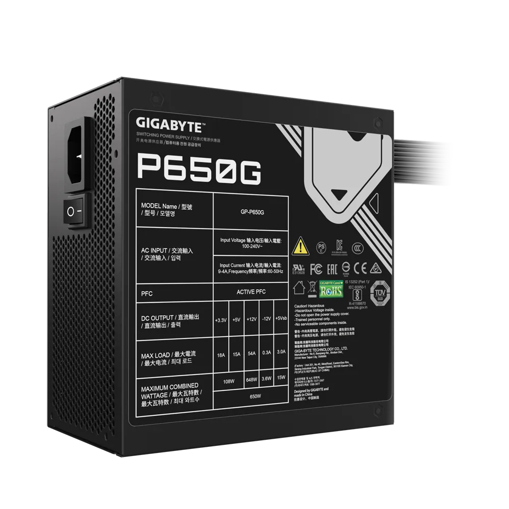 Image 3 for Gigabyte P650G 650W 80+ Gold Certified Power Supply - 3 Year Warranty