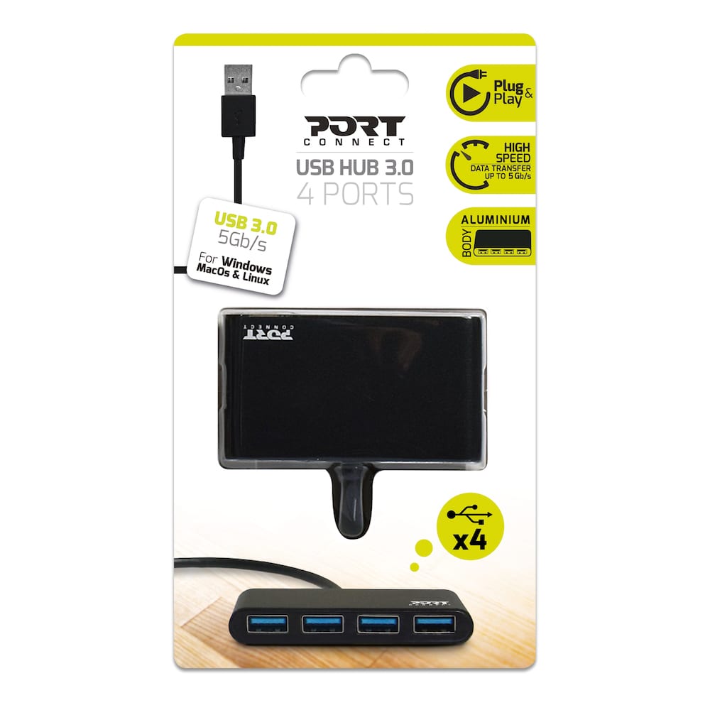 Image 5 for Port USB3.0 to 4 x USB3.0 5Gbps 4 Port Hub - Black