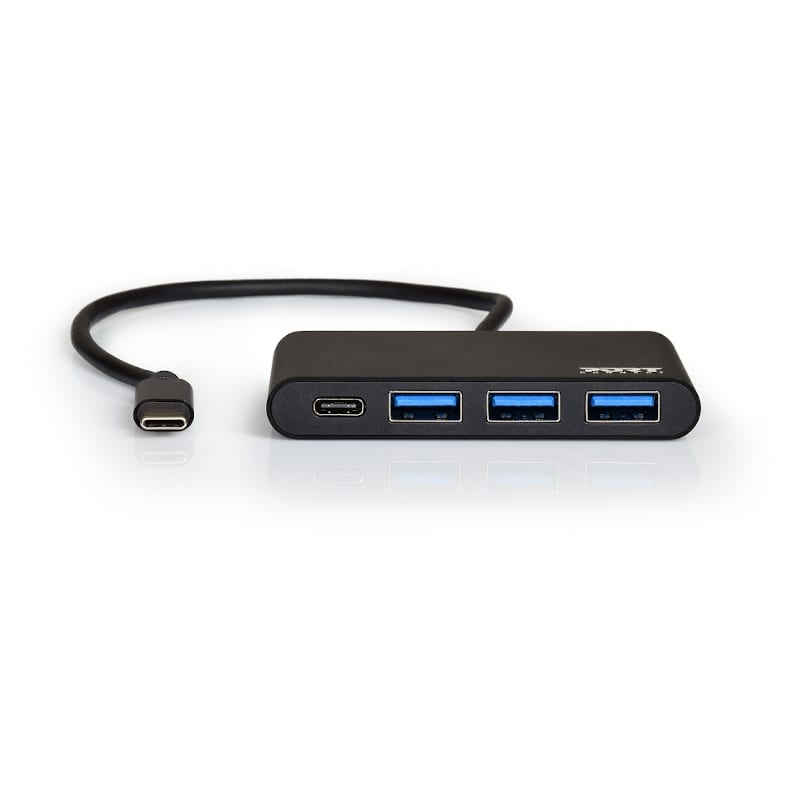 Image 2 for Port USB Type-C to 3 x USB3.0 and 1 x Type-C PD 30cm 4 Port Hub - Black