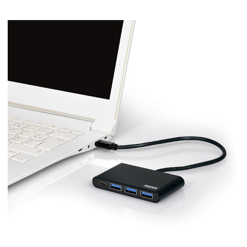 Image 4 for Port USB Type-C to 3 x USB3.0 and 1 x Type-C PD 30cm 4 Port Hub - Black