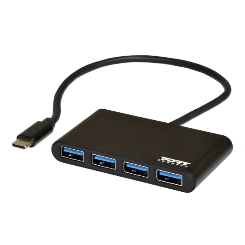 Image 2 for Port USB Type-C to 4 x USB3.0 5Gbps 30cm 4 Port Hub - Black