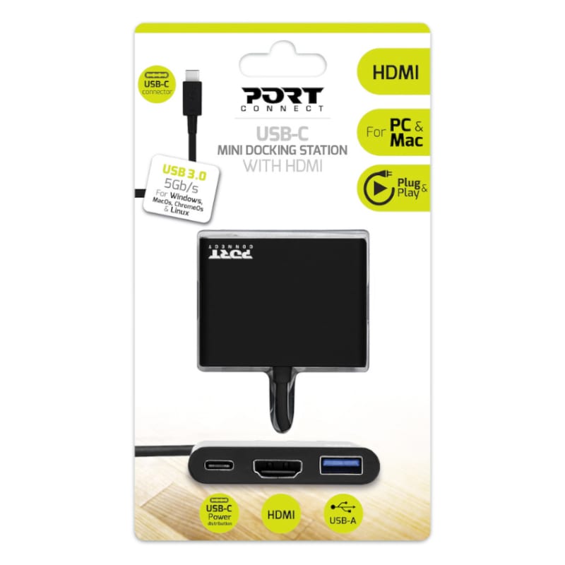 Image 1 for Port USB Type-C to 1 x HDMI|1 x USB3.0|1 x Type-C 60W PD Dock - Black