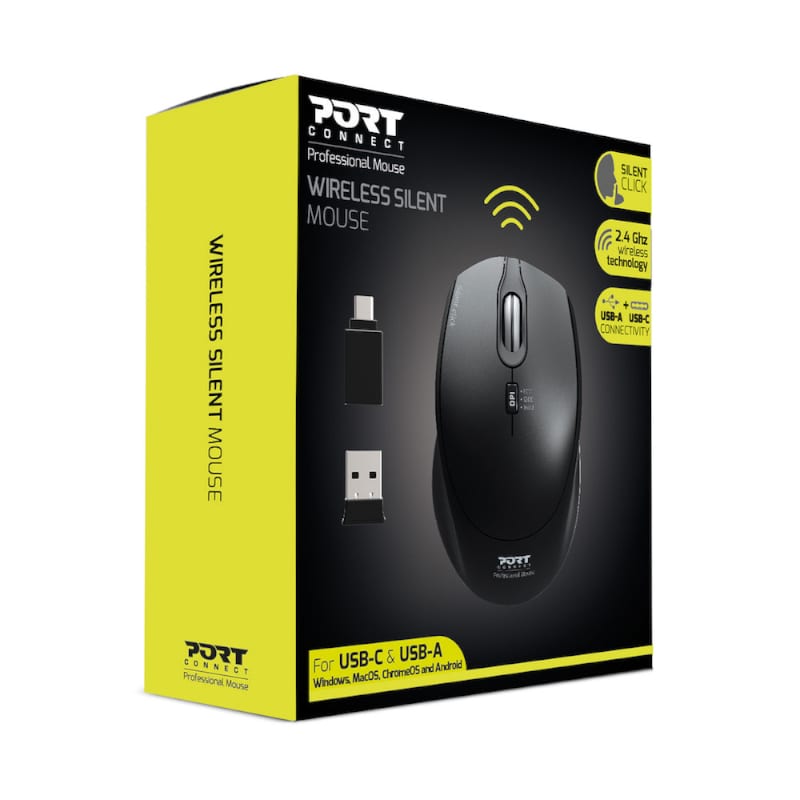 Image 4 for Port Connect Silent 1600DPI 3 Button Wireless Mouse - Black
