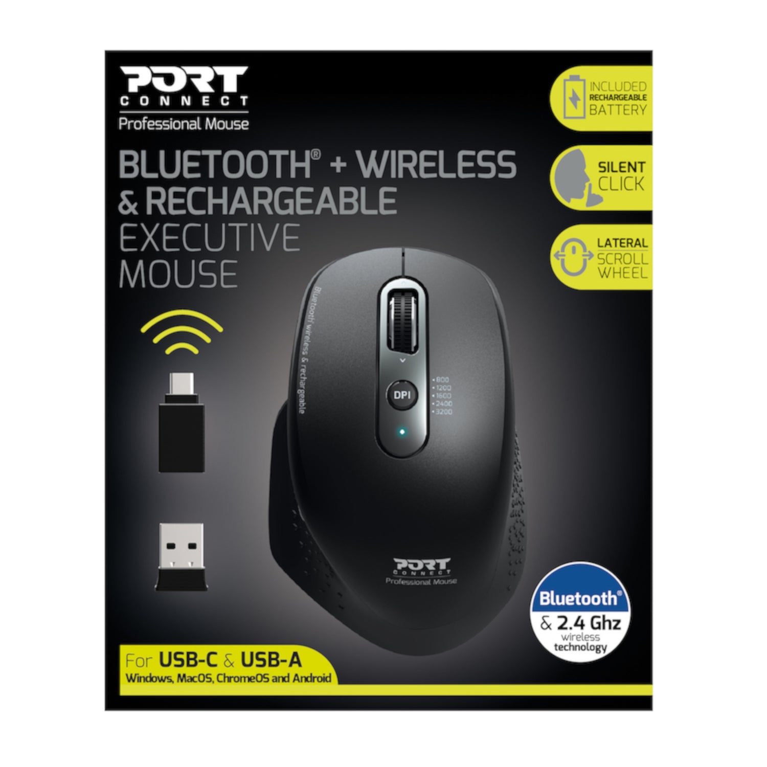 Image 4 for Port Connect Bluetooth Wireless and Rechargeable Executive Mouse - Black