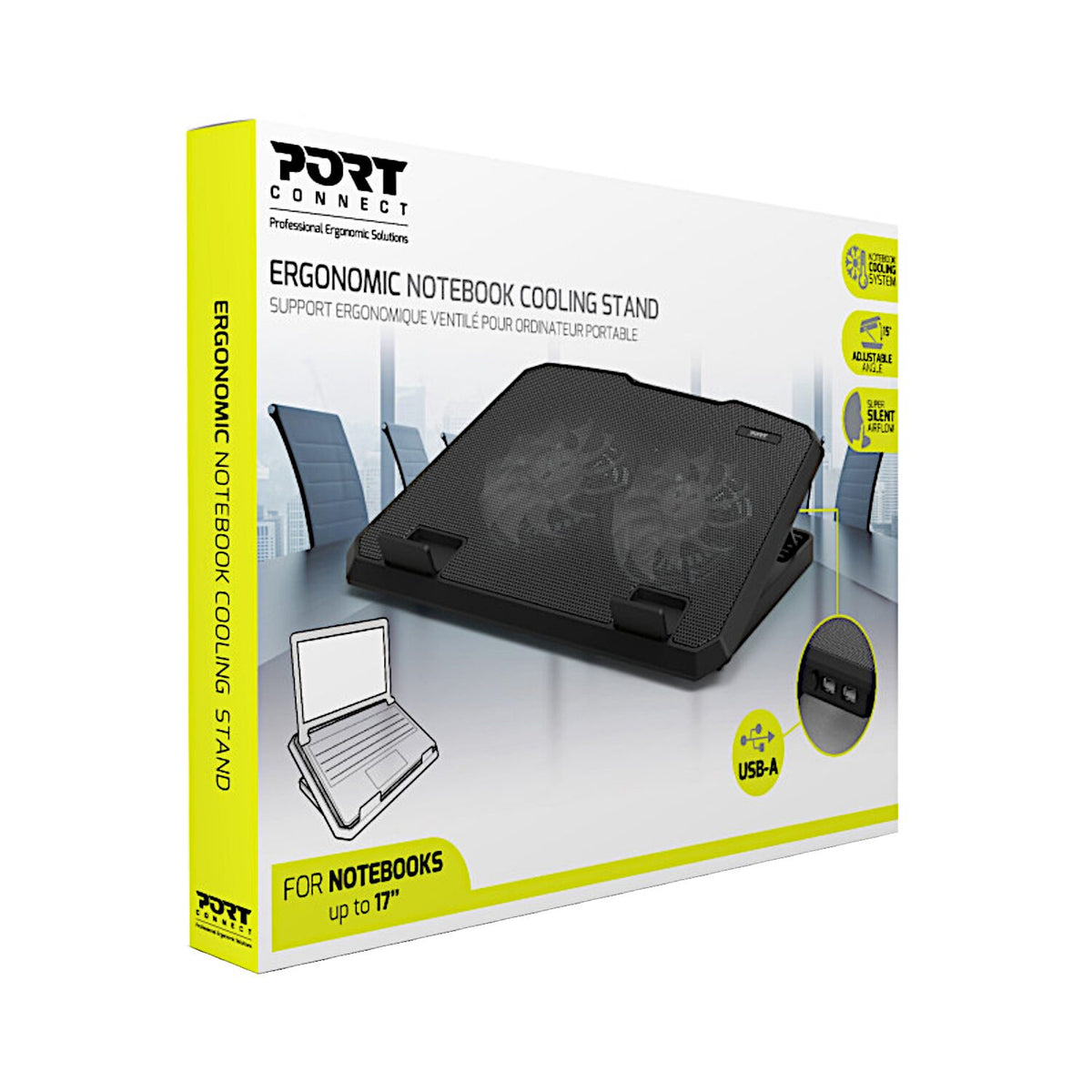 Image 6 for Port Ergonomic Notebook Cooler Pro, with Dual Fans and USB Ports