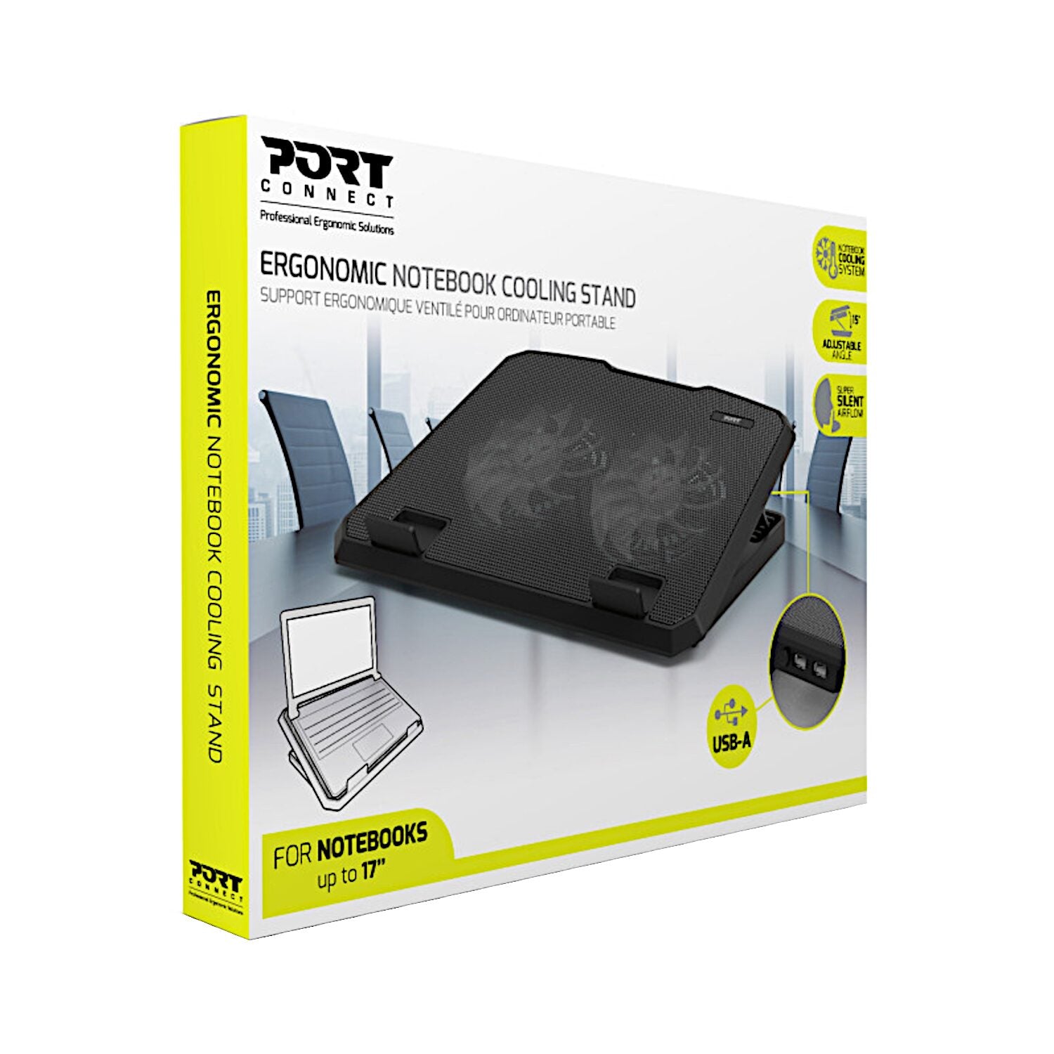 Image 6 for Port Ergonomic Notebook Cooler Pro, with Dual Fans and USB Ports