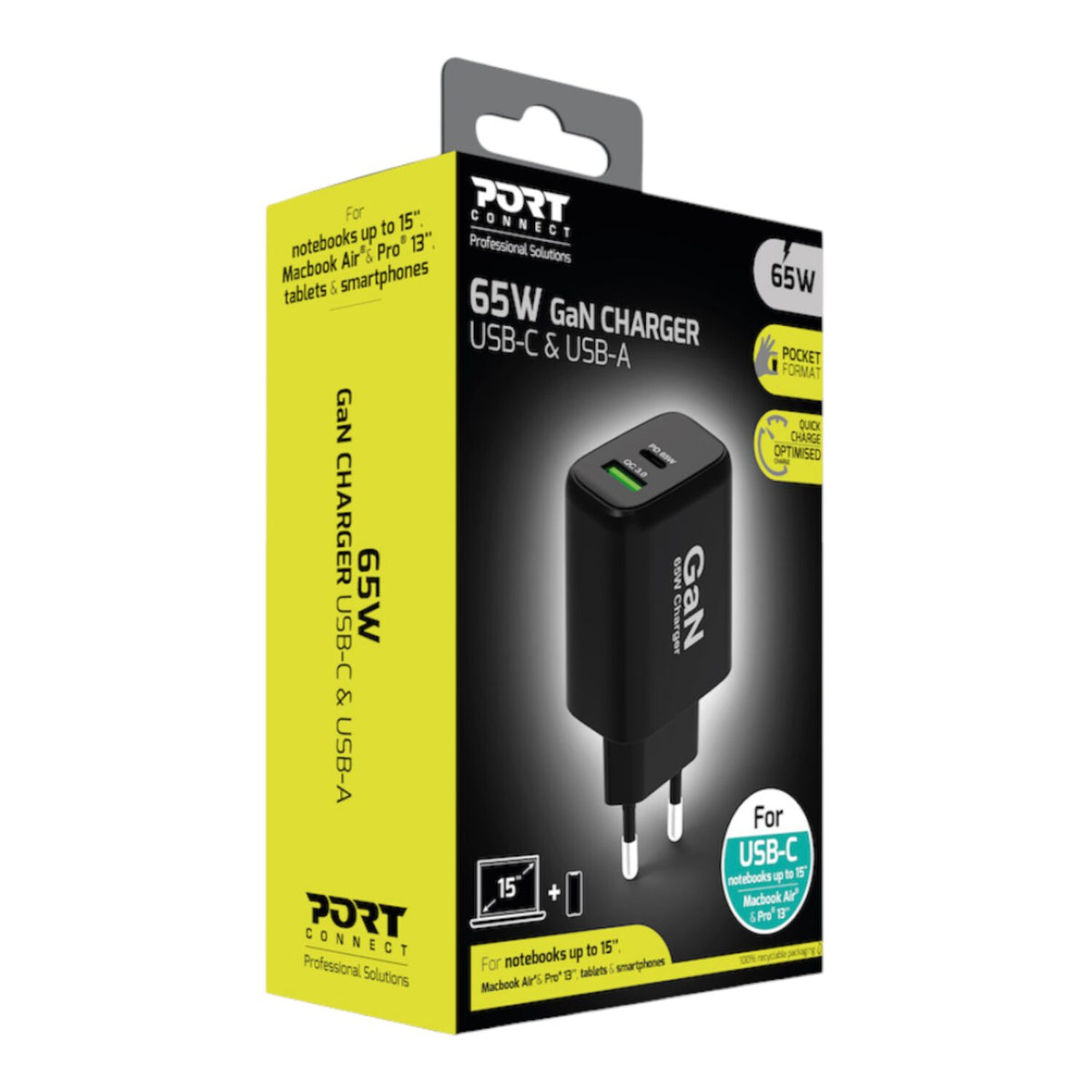 Image 6 for Port Connect 65W GaN Type-C and USB-A Fast Charger