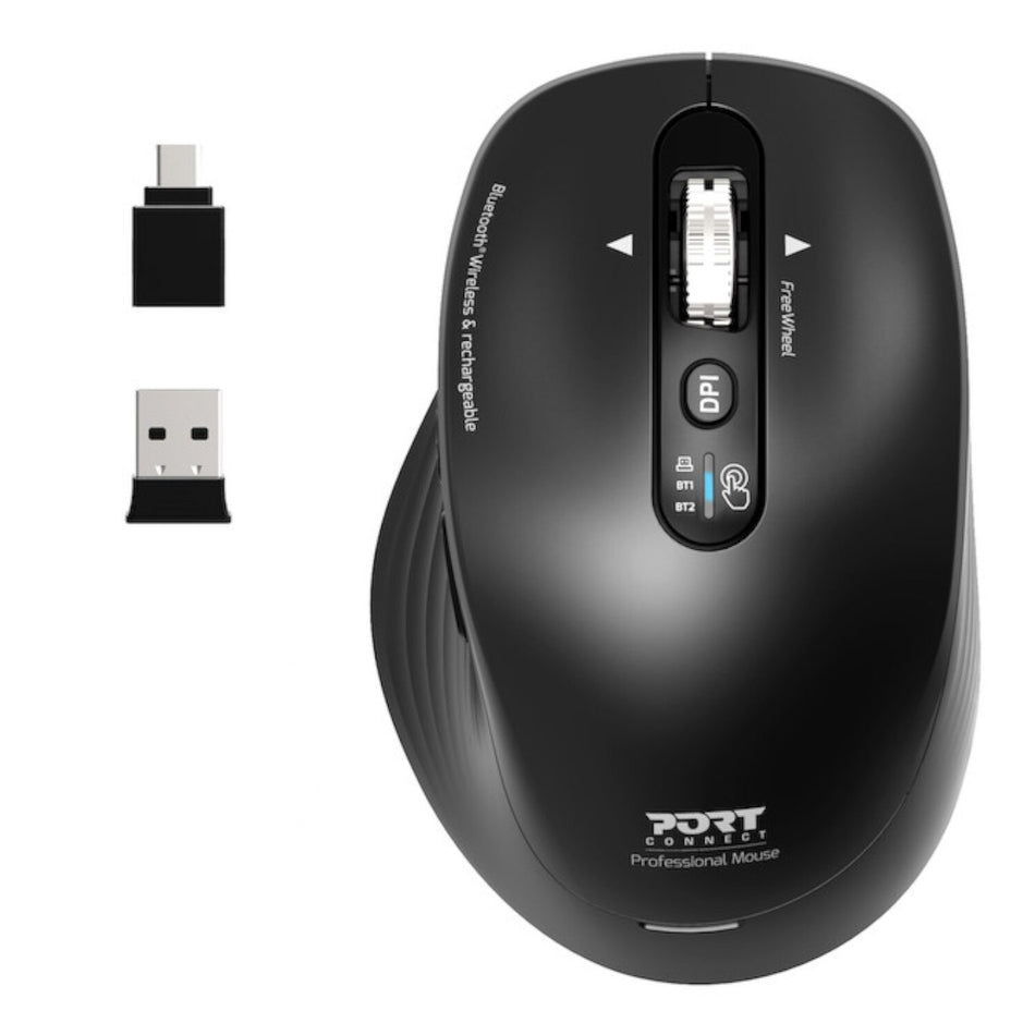 Image 1 for Port Connect Business 2.4GHz Rechargeable Bluetooth Wireless Mouse - Black