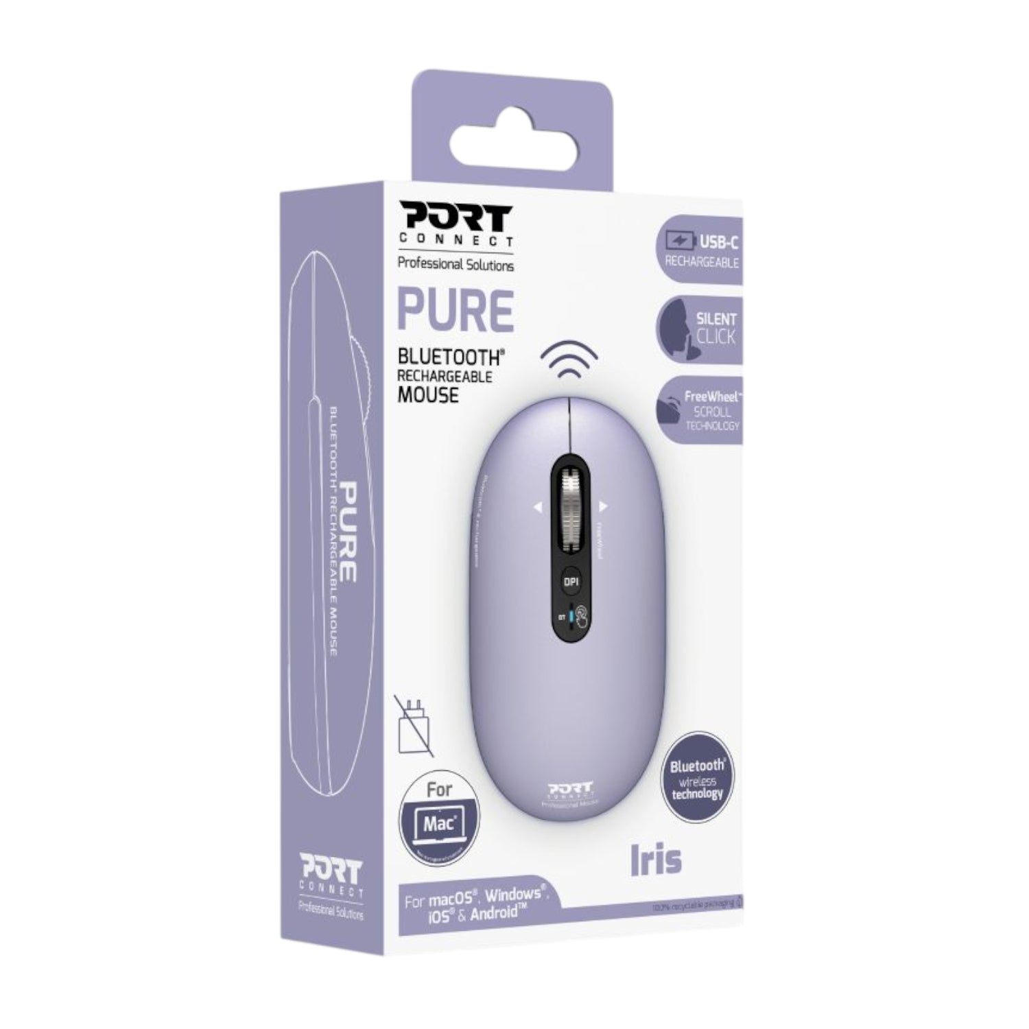 Image 5 for Port Connect PURE MAC Rechargeable Wireless and Bluetooth Mouse - Iris
