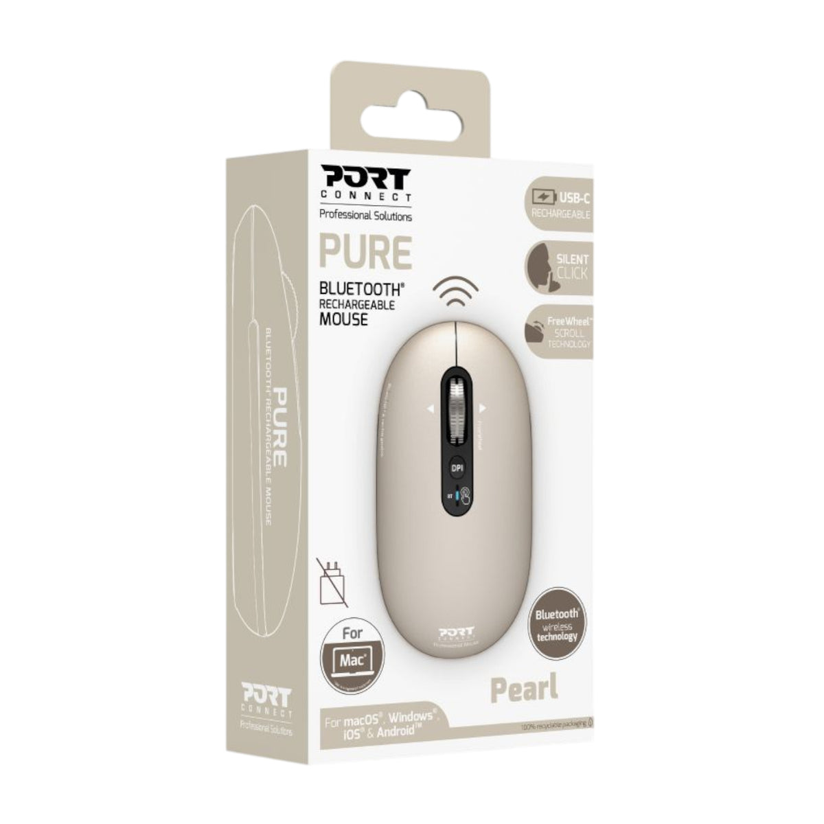 Image 5 for Port Connect PURE MAC Rechargeable Wireless and Bluetooth Mouse - Pearl