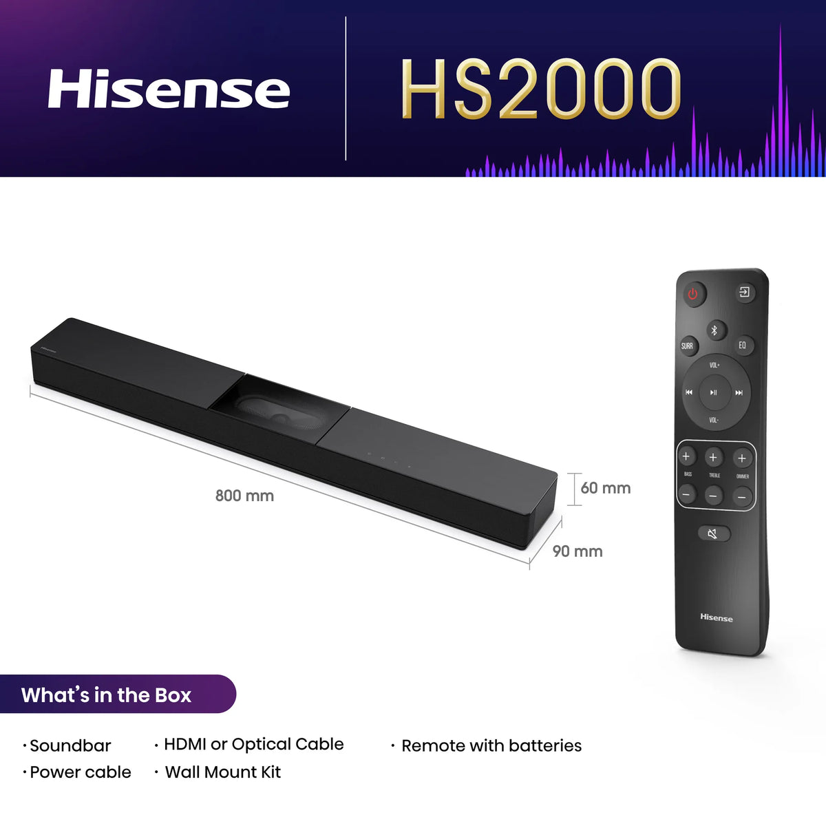 Image 6 for Hisense HS2000 2.1 Channel Soundbar with Built-in Subwoofer