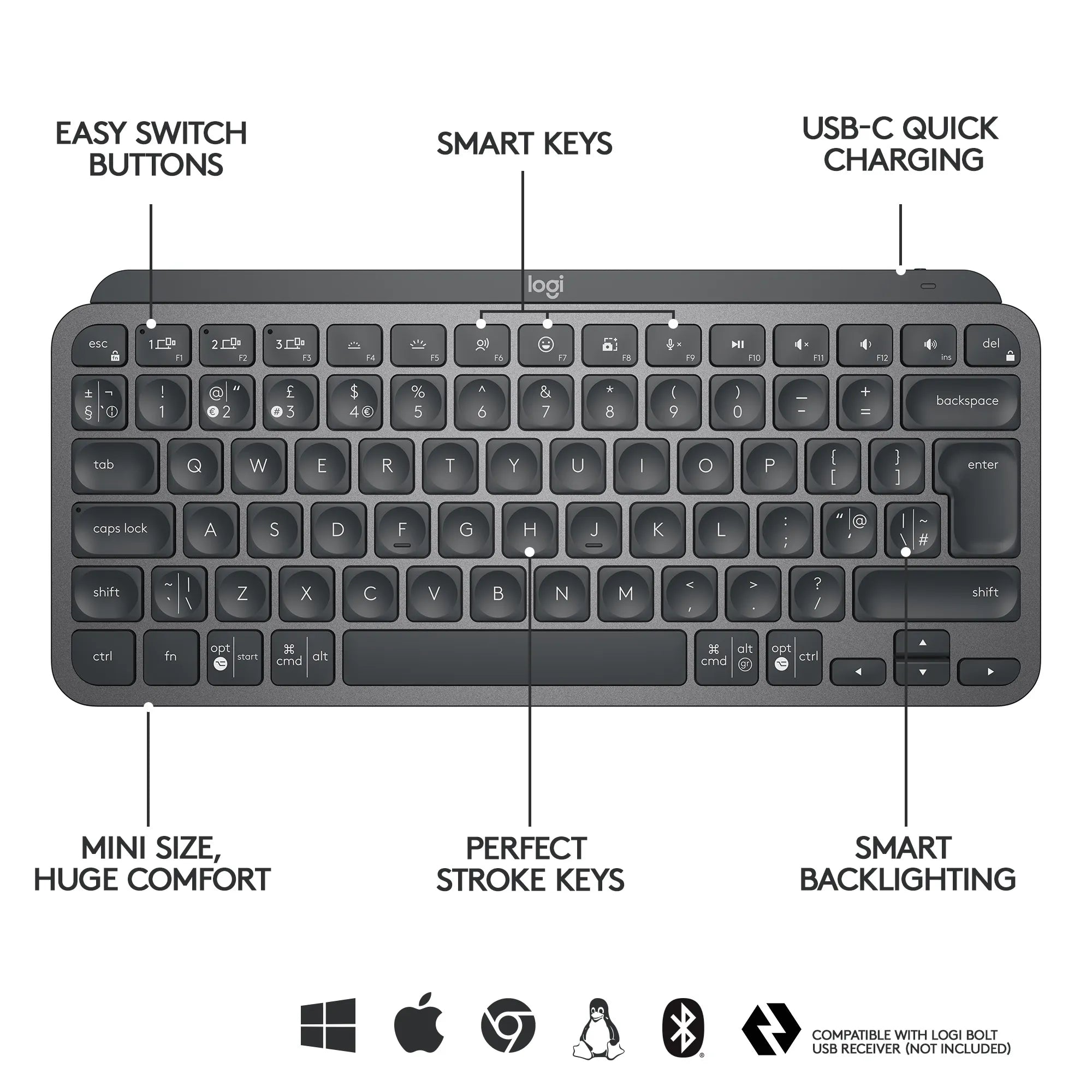 Image 8 for Logitech MX Keys Mini Wireless Illuminated Keyboard - Graphite