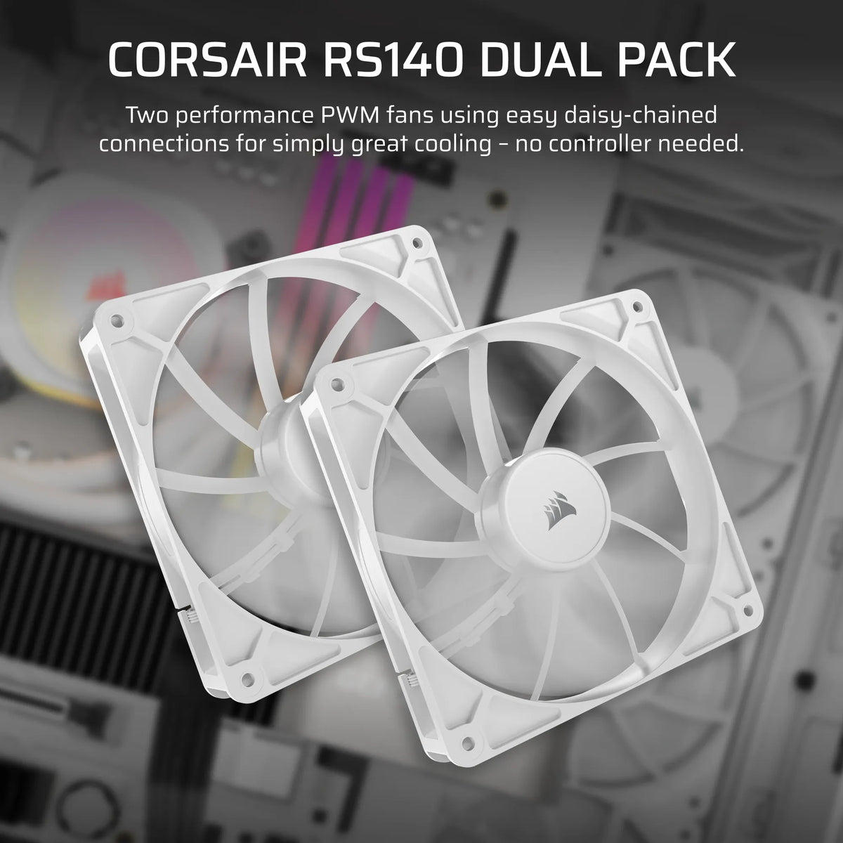 Image 7 for Corsair RS140 140mm PWM Dual Pack Case Fans - White