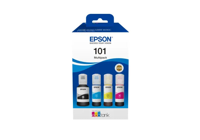 Image 1 for Epson 101 EcoTank Multipack Ink Bottles - 127ml Black + 70ml Cyan/Magenta/Yellow (337ml Total)