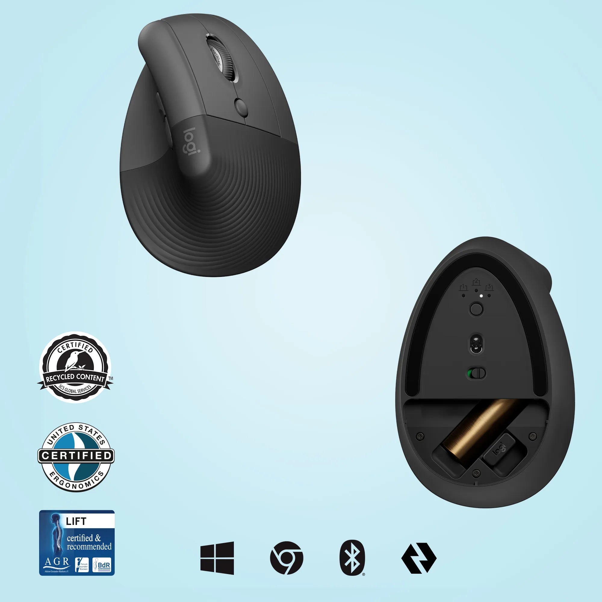 Image 12 for Logitech Lift Vertical Ergonomic Mouse - Graphite