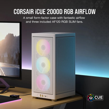 Image 7 for Corsair iCUE 2000D RGB Airflow White Mini-ITX Case