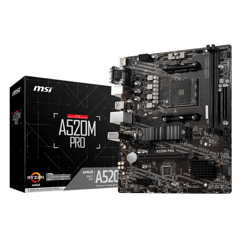 Image 1 for MSI A520M-PRO AMD AM4 MATX Gaming Motherboard