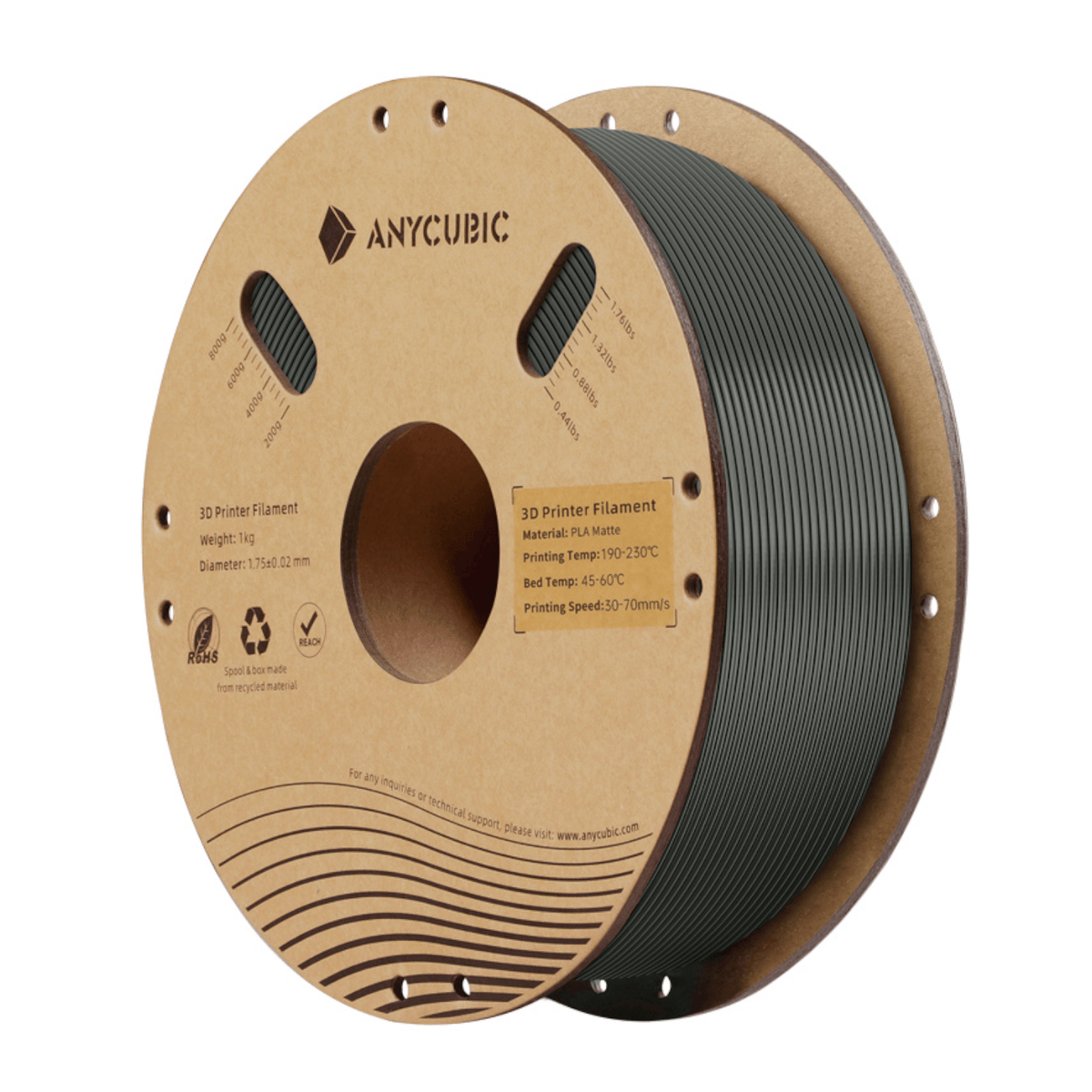 Image 1 for Anycubic PLA Matte Filament 1kg - Black